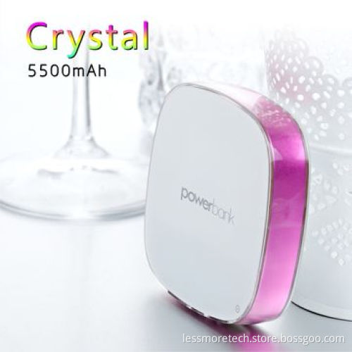 Polymer Power Bank, Manufacturer 5,500mAh with 2USB, Crystal Housing and Private Mode